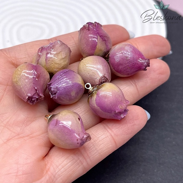 20-23 мм, Цвет золото, Подвеска роза в эпоксидной смоле №12