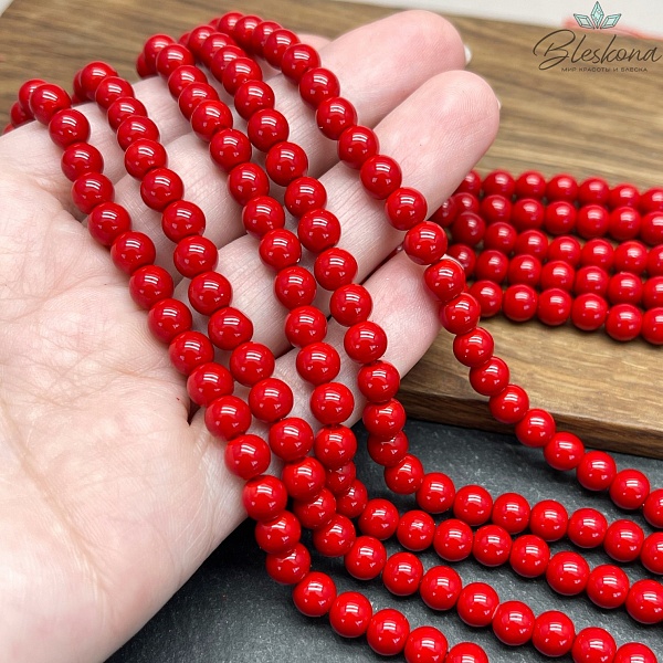 Жемчуг Майорка красная 6 мм