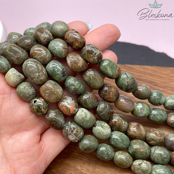 10-11 мм Агат зеленый галтовка 