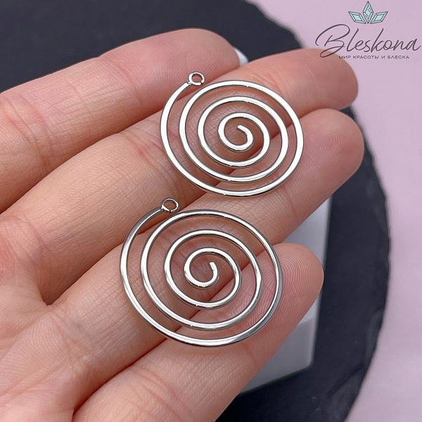 25*23,5 мм Цвет серебро, Подвеска Спираль