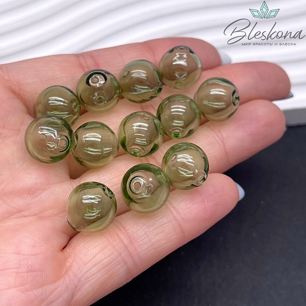12 мм Бусина шар стекло салатовое