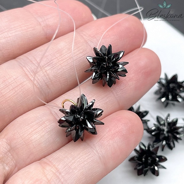 10*13 мм, Подвеска Циркон черный ежик (кубический цирконий, фианит) 