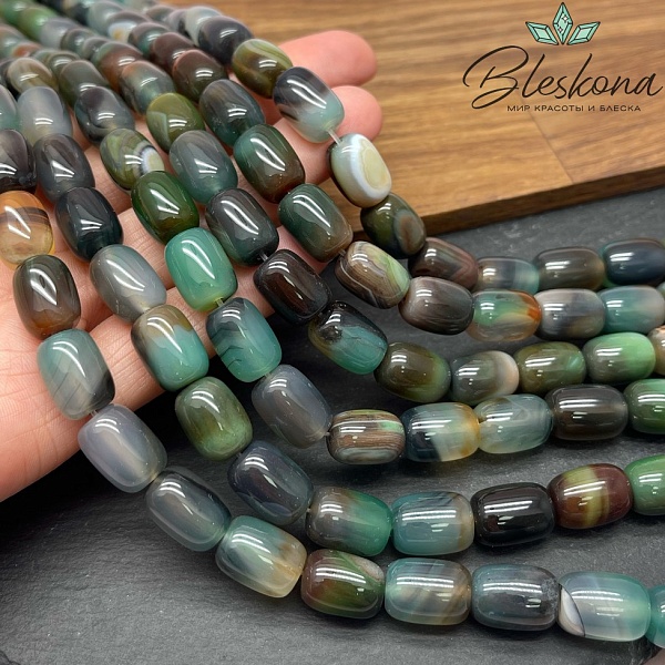 Агат зелено- серый (тонированный) бочата 14*10