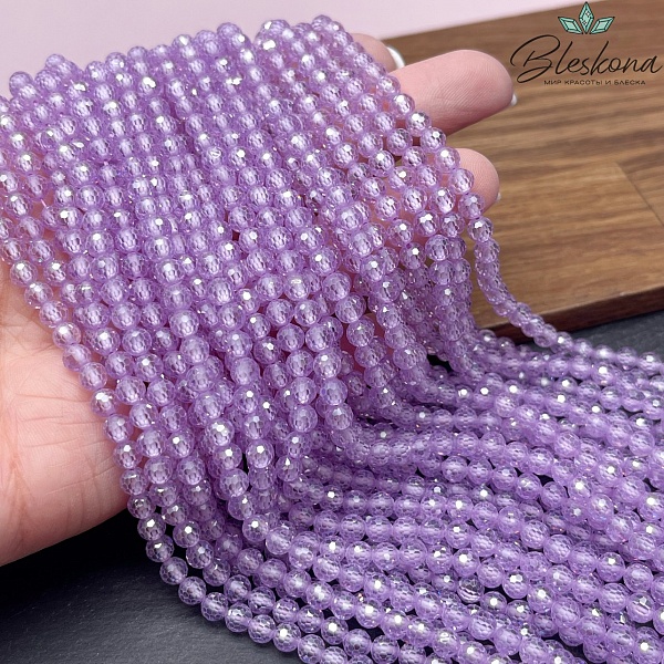 Циркон огранка лиловый 4,5 мм (кубический цирконий, фианит) 
