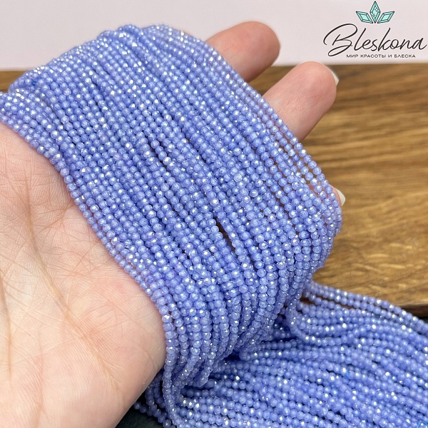 Циркон Glow васильковый огранка №1 2 мм (кубический цирконий, фианит) 