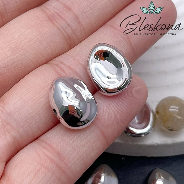 11,5*15 мм Цвет серебро, Бусина фриформ