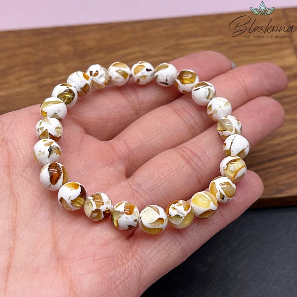 Янтарь шар мозаика 8 мм сет 19 см