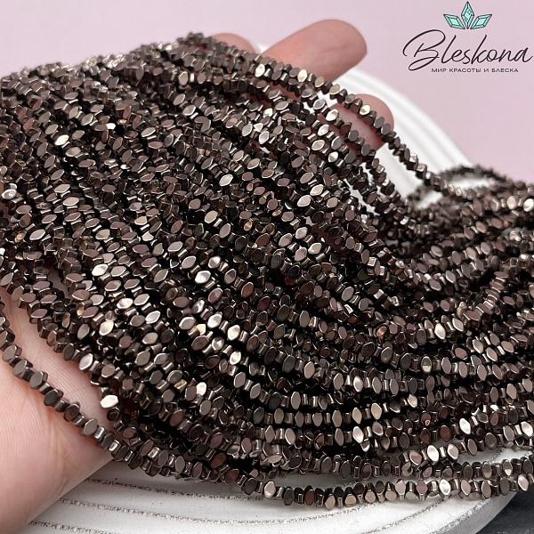 3*2 мм Гематин ромб плоский, цвет коричневый №1 (шоколадный)