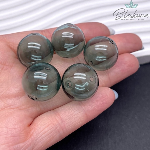 20 мм Бусина шар стекло темно- зеленое