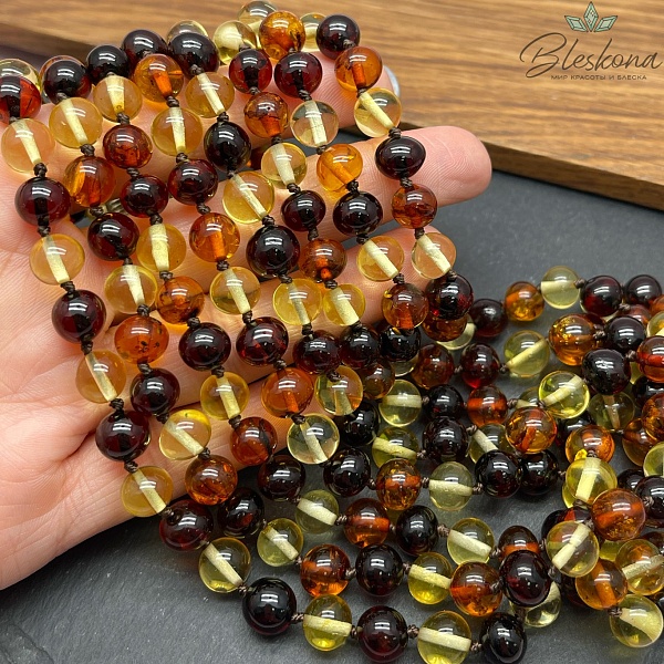 Янтарь желтый галтовка 7,5-9 мм микс №2