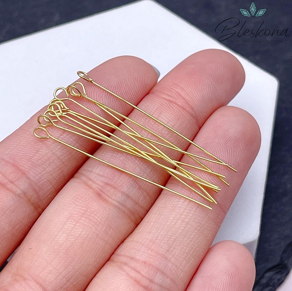 4 см*0,5 мм Цвет золото, Пины петелька мягкие уп. 10 шт 