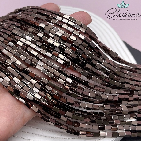 5*3 мм Гематин имитация, коричневый №1 (шоколадный), прямоугольник 