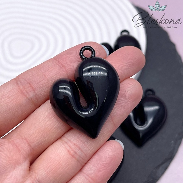 41*33 мм, Подвеска Сердце черное 
