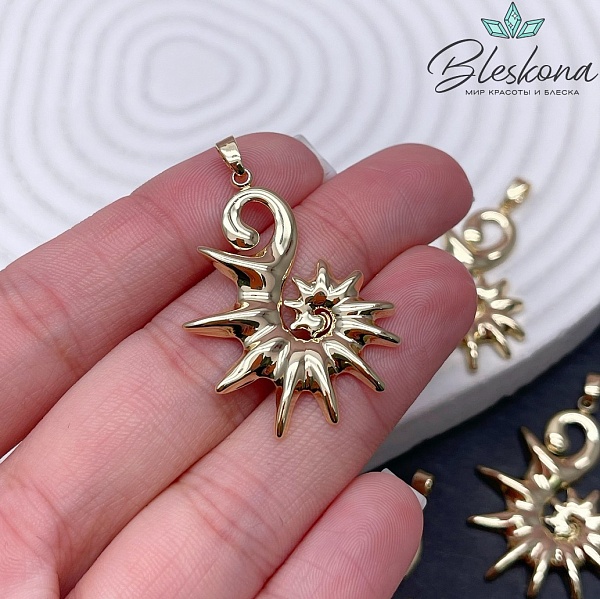 34,5*25,5 мм Цвет золото, Подвеска ракушка улитка 