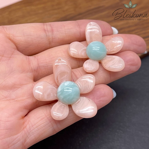 36*30 мм Подвеска цветок цвет бледно- розовый 