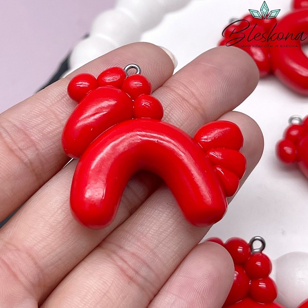 38*35 мм, Цвет серебро, Подвеска Лошадка красная 