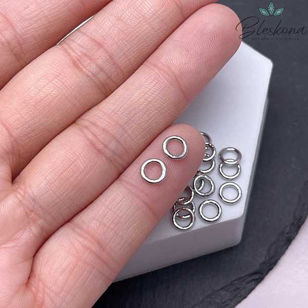 Колечки неразъемные,цвет серебро  уп.1гр  6*1мм 