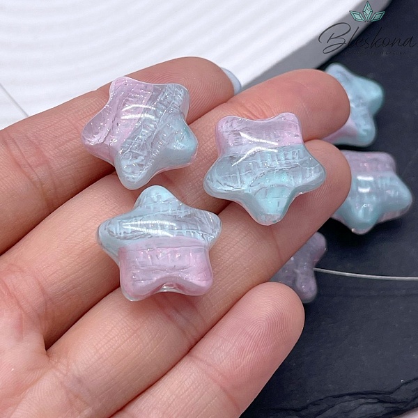 18*20 мм Бусина зефирная звезда  розово- зеленое