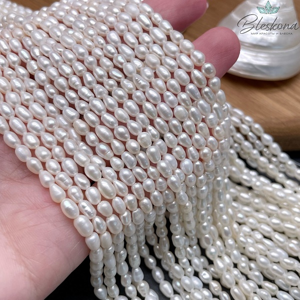 Жемчуг рис белый 3,8-4 мм 