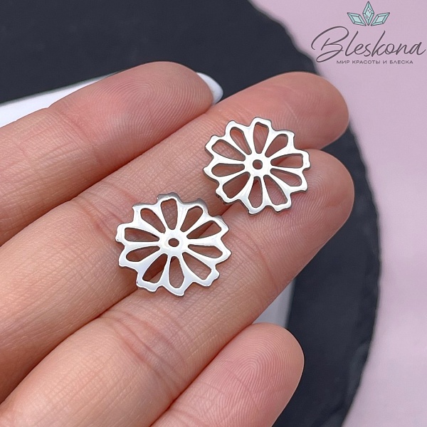16 мм Цвет серебро, Подвеска Цветочек контур