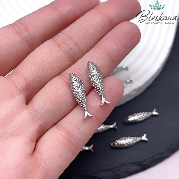 20,5*6 мм Цвет серебро, Подвеска рыба