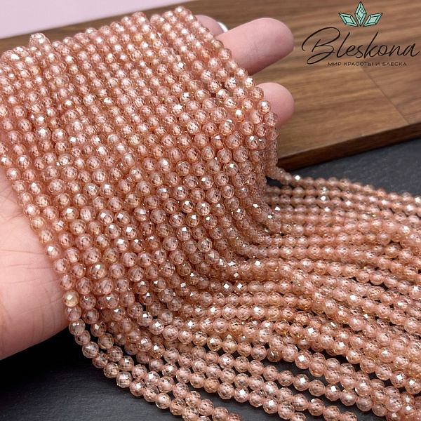 Циркон огранка персиковый 4 мм (кубический цирконий, фианит) 