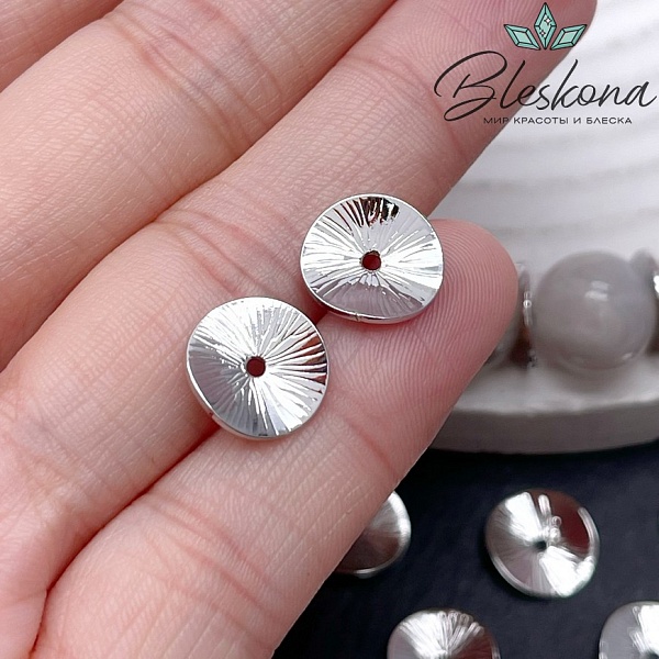 11 мм Цвет серебро, Бусина-разделитель волна полоски 