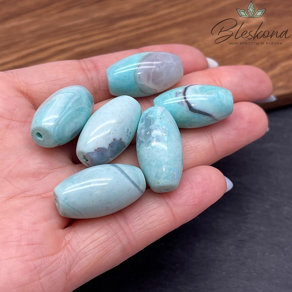 Дзи природные бирюзовые 25*13,5 мм