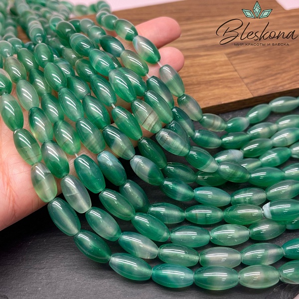 Агат зеленый (тонированный) рис 16*8 мм 