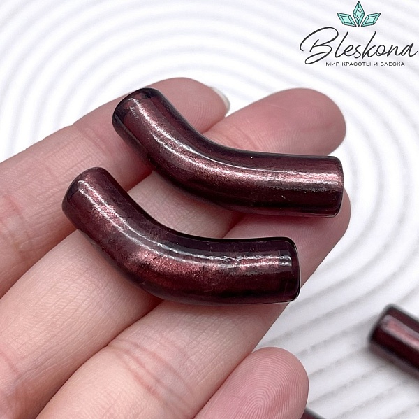 37-39 мм Бусина Трубочка бордовая