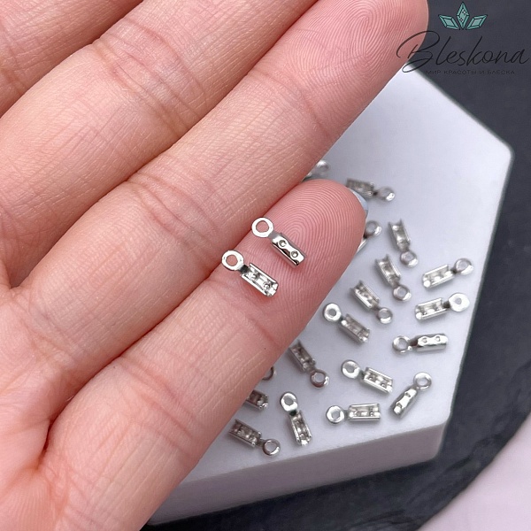 7,5*2,5 мм Цвет серебро, Зажим-Концевик для шнура точки 