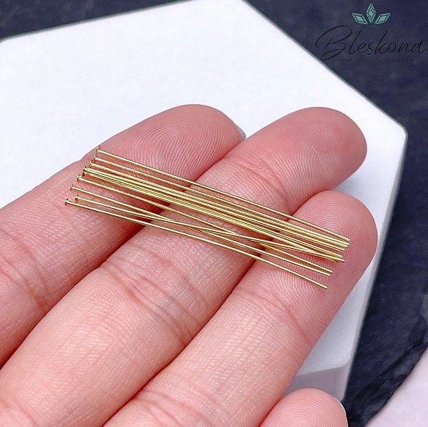 4 см*0,5 мм Цвет золото, Пины шляпка жесткие уп. 10 шт 