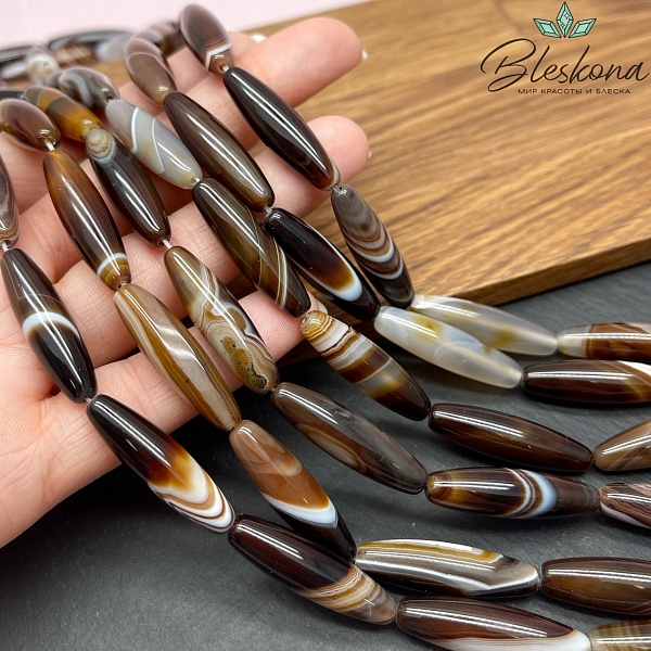 Дзи природная из агата коричневая 29*8 мм