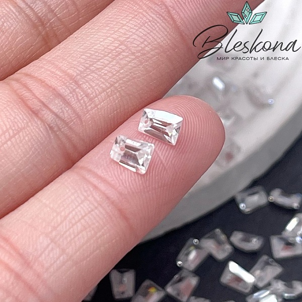 5*4 мм, Подвеска Циркон трапеция белая (кубический цирконий, фианит) 