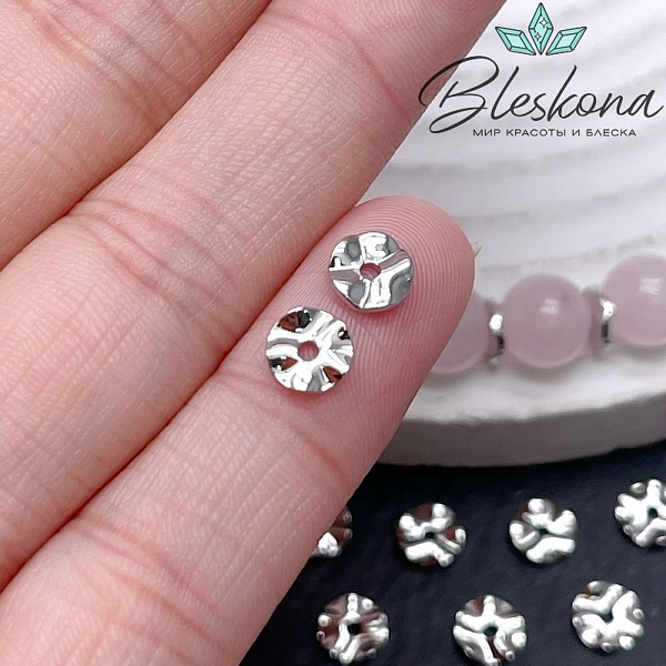 6*1,4 мм Цвет серебро, Бусина-разделитель мятый