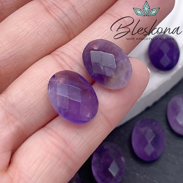 16*12 мм Подвеска овал Аметист огранка