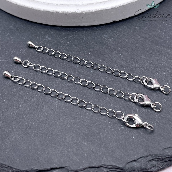 10*5,2 мм Цвет серебро, Замок округлый с цепочкой капля