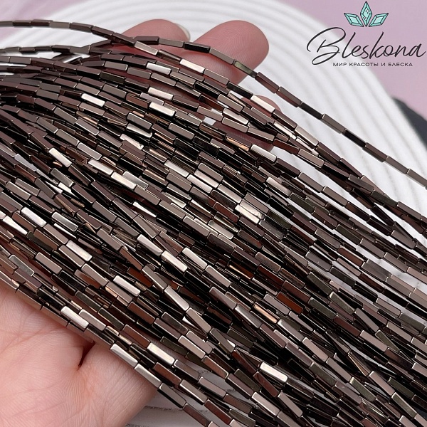 6*1,5 мм Гематин имитация, коричневый №1 (шоколадный), прямоугольник 