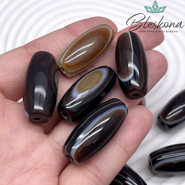 Дзи природная коричневая из агата 29*13 мм 