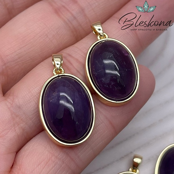 22,5*15 мм Цвет золото, Подвеска овал Аметист