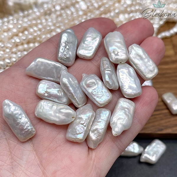 Жемчуг Барокко белый прямоугольник штучно ~ (18-20)*(10-11) мм 