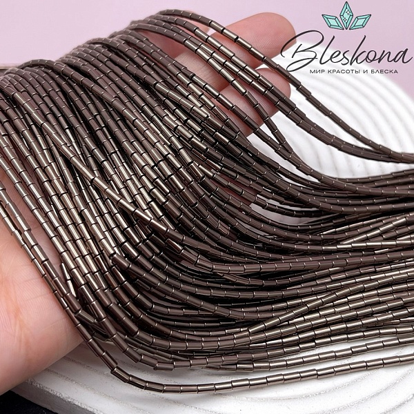 4*2 мм Гематин имитация, цвет коричневый (шоколадный) трубочки №1