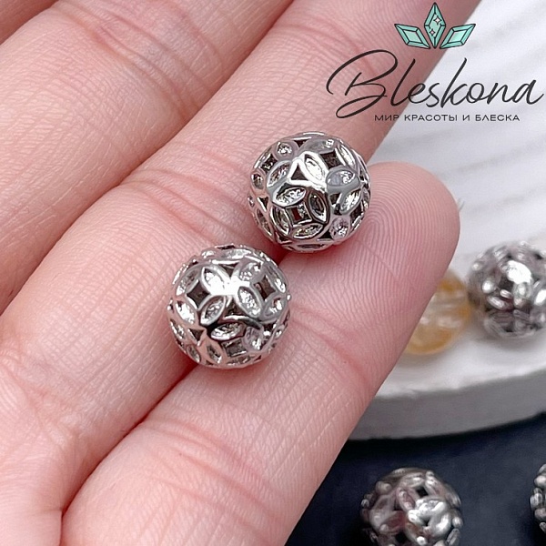 10 мм Цвет серебро, Бусина шар