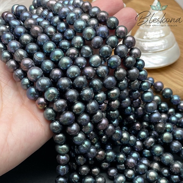 Жемчуг шар темно-серый хамелеон 8-8,5 мм 