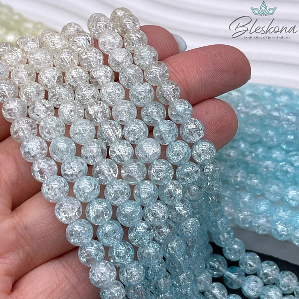 Кварц снежный желто- голубой (имитация) 6 мм