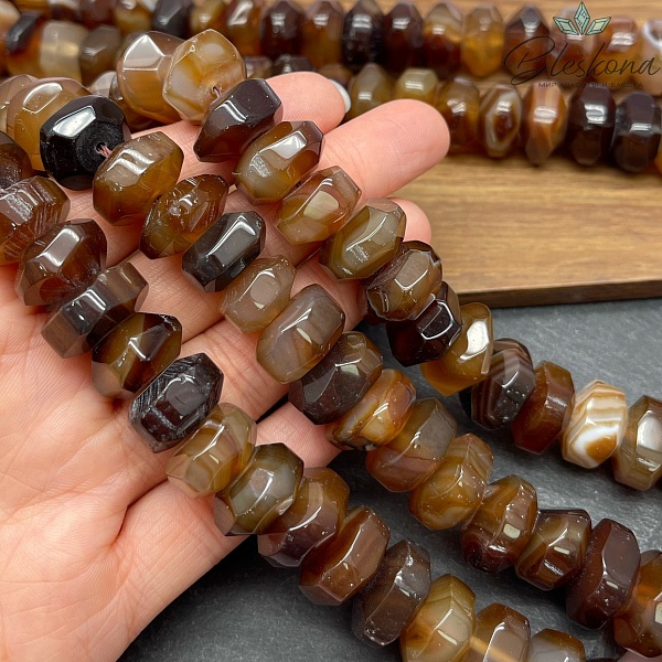 Агат коричневый диски в огранке 9*16 мм