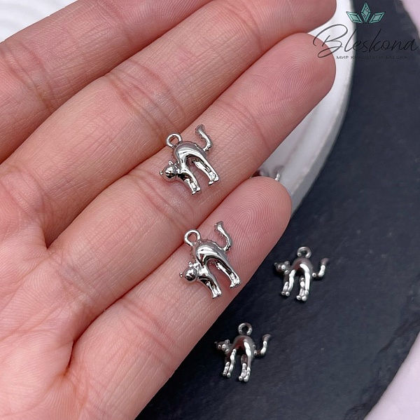 12 мм Цвет серебро, Подвеска кошка