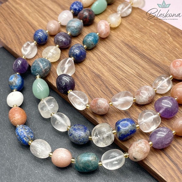 Микс из натуральных камней галтовка 10-11 мм