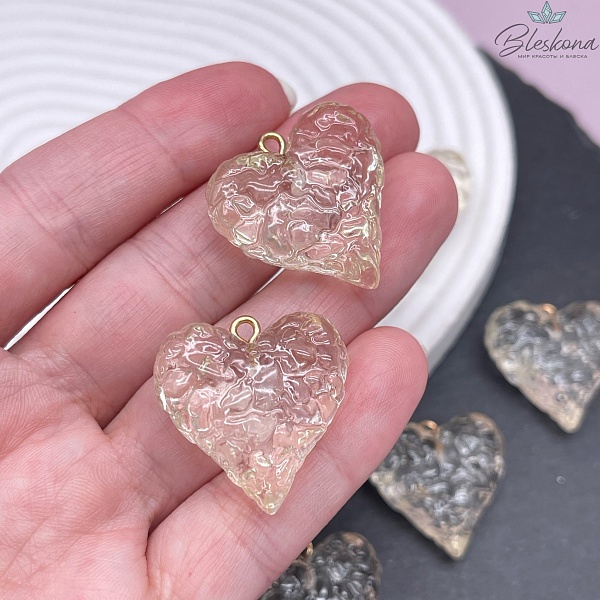 25,5*25 мм, Цвет золото, Подвеска Сердце прозрачное 