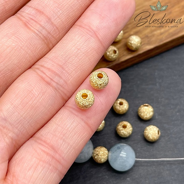 6 мм Цвет золото, Бусина фактурная 